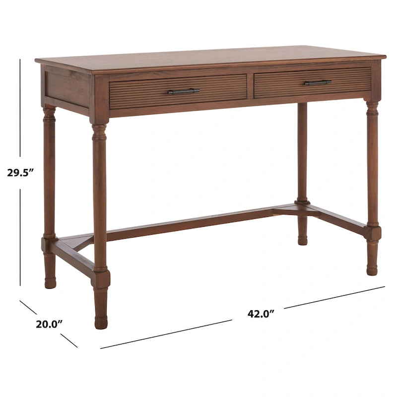 Scrivania a 2 cassetti Natural / Marrone in stile rustico – Stile classico, uso singolo