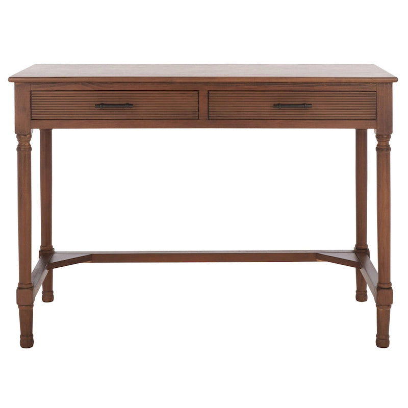 Scrivania a 2 cassetti Natural / Marrone in stile rustico – Stile classico, uso singolo