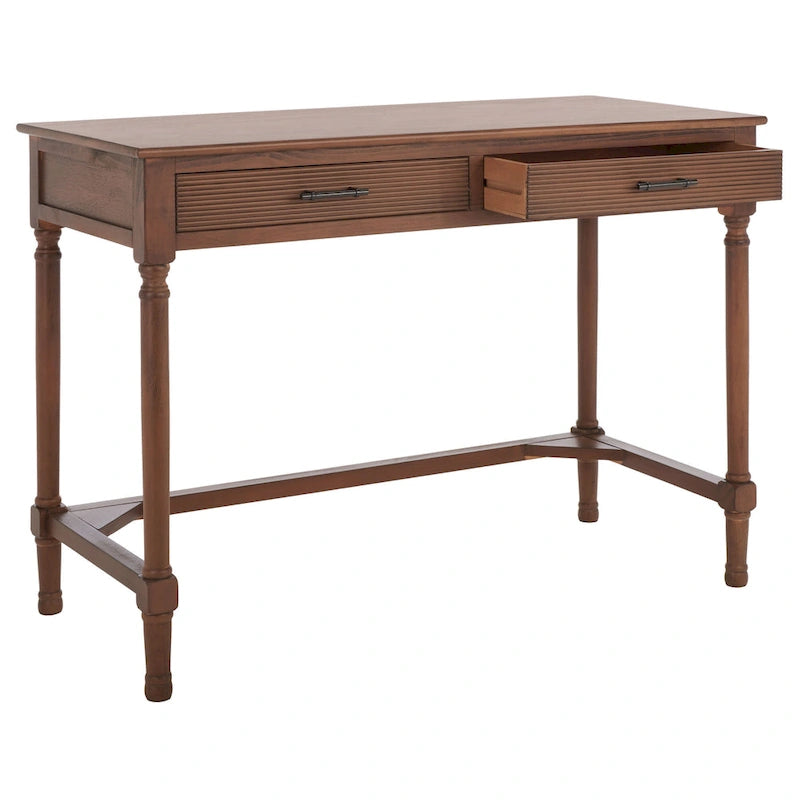Scrivania a 2 cassetti Natural / Marrone in stile rustico – Stile classico, uso singolo