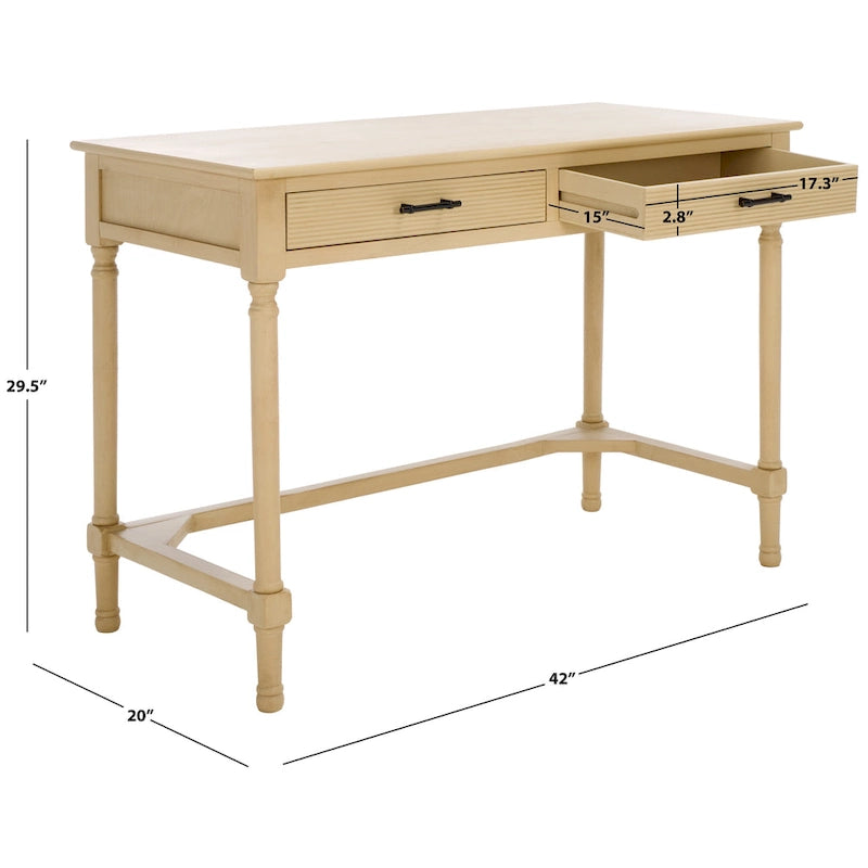 Scrivania a 2 cassetti Natural / Marrone in stile rustico – Stile classico, uso singolo