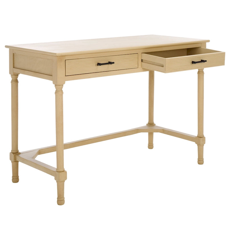 Scrivania a 2 cassetti Natural / Marrone in stile rustico – Stile classico, uso singolo