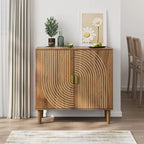 Credenza a buffet mid-century in noce con ante a scanalature e ripiano regolabile
