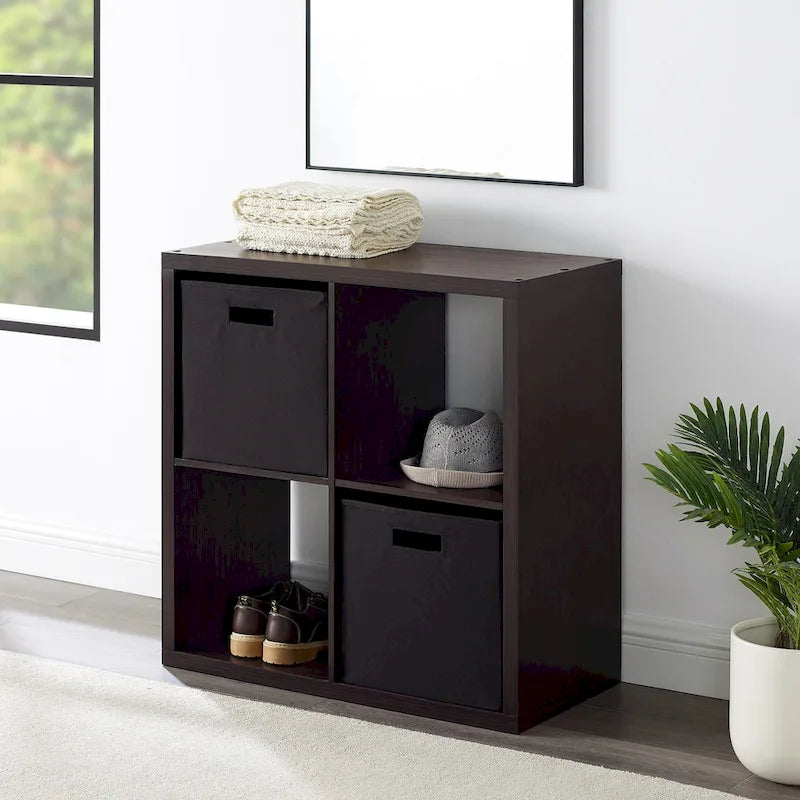 Mobile contenitore aperto a 4 cubi marrone espresso