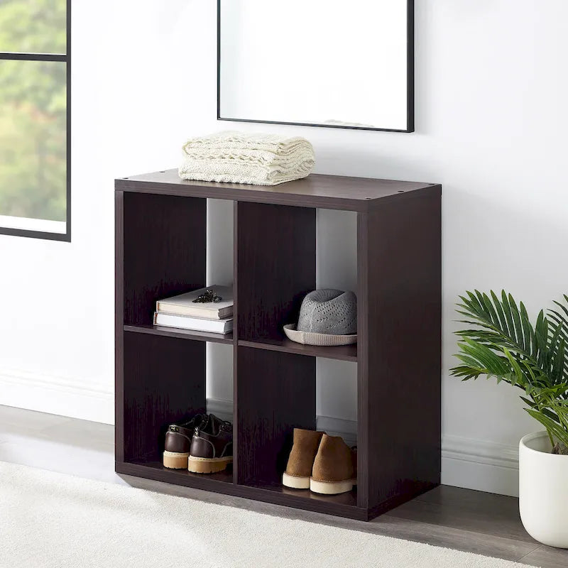 Mobile contenitore aperto a 4 cubi marrone espresso