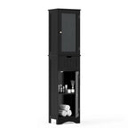 Armadio alto autoportante nero/grigio/bianco – Vetro satinato e cassetto, monouso