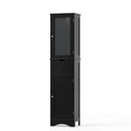 Armadio alto autoportante nero/grigio/bianco – Vetro satinato e cassetto, monouso