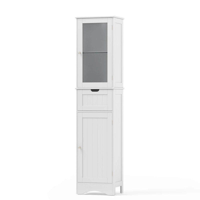 Armadio alto autoportante nero/grigio/bianco – Vetro satinato e cassetto, monouso