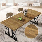 Tavolo da pranzo rettangolare Brown & Black Farmhouse con gambe geometriche in metallo (6-8 posti)