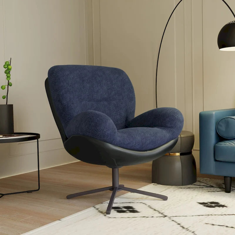 Modern Chenille 360 Swivel Office Chair with Metal Base Frame