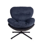 Poltrona girevole a 360° in ciniglia grigia/bianca/blu e similpelle – Stile moderno, uso singolo