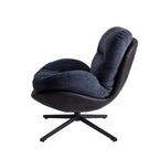 Poltrona girevole a 360° in ciniglia grigia/bianca/blu e similpelle – Stile moderno, uso singolo