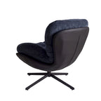 Poltrona girevole a 360° in ciniglia grigia/bianca/blu e similpelle – Stile moderno, uso singolo