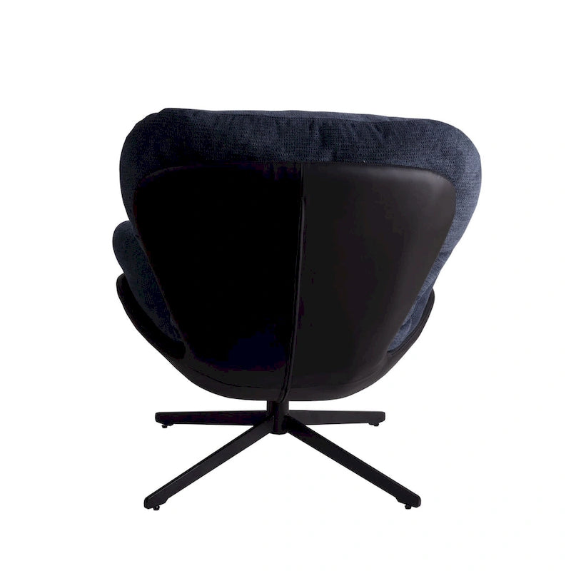 Poltrona girevole a 360° in ciniglia grigia/bianca/blu e similpelle – Stile moderno, uso singolo
