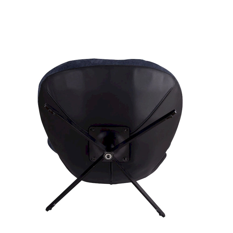Poltrona girevole a 360° in ciniglia grigia/bianca/blu e similpelle – Stile moderno, uso singolo