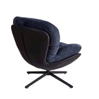 Poltrona girevole a 360° in ciniglia grigia/bianca/blu e similpelle – Stile moderno, uso singolo