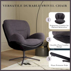 Poltrona girevole a 360° in ciniglia grigia/bianca/blu e similpelle – Stile moderno, uso singolo