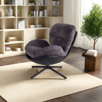 Poltrona girevole a 360° in ciniglia grigia/bianca/blu e similpelle – Stile moderno, uso singolo