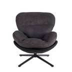 Poltrona girevole a 360° in ciniglia grigia/bianca/blu e similpelle – Stile moderno, uso singolo