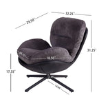 Poltrona girevole a 360° in ciniglia grigia/bianca/blu e similpelle – Stile moderno, uso singolo