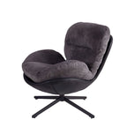 Poltrona girevole a 360° in ciniglia grigia/bianca/blu e similpelle – Stile moderno, uso singolo
