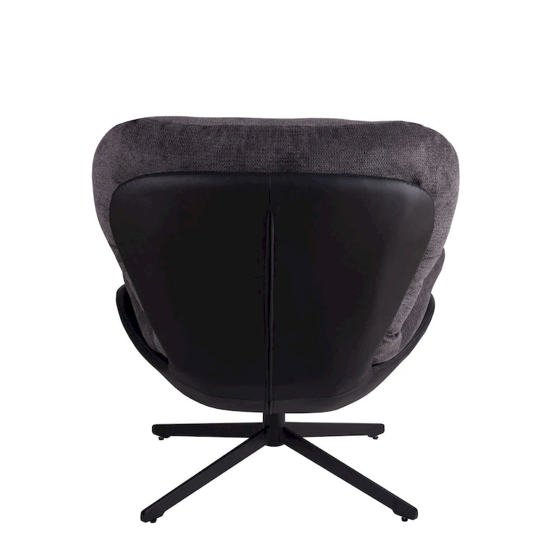 Poltrona girevole a 360° in ciniglia grigia/bianca/blu e similpelle – Stile moderno, uso singolo
