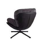Poltrona girevole a 360° in ciniglia grigia/bianca/blu e similpelle – Stile moderno, uso singolo