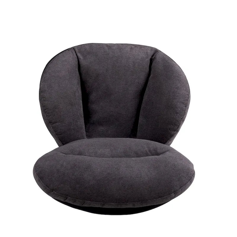 Poltrona girevole a 360° in ciniglia grigia/bianca/blu e similpelle – Stile moderno, uso singolo