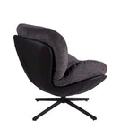 Poltrona girevole a 360° in ciniglia grigia/bianca/blu e similpelle – Stile moderno, uso singolo