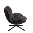 Poltrona girevole a 360° in ciniglia grigia/bianca/blu e similpelle – Stile moderno, uso singolo