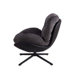 Poltrona girevole a 360° in ciniglia grigia/bianca/blu e similpelle – Stile moderno, uso singolo