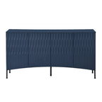 Credenza curva a 4 ante blu navy/beige/nera con gambe in metallo
