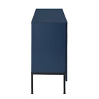 Credenza curva a 4 ante blu navy/beige/nera con gambe in metallo