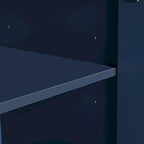 Credenza curva a 4 ante blu navy/beige/nera con gambe in metallo