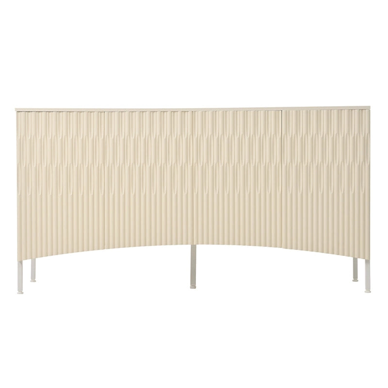 Credenza curva a 4 ante blu navy/beige/nera con gambe in metallo