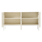Credenza curva a 4 ante blu navy/beige/nera con gambe in metallo