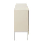 Credenza curva a 4 ante blu navy/beige/nera con gambe in metallo