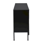 Credenza curva a 4 ante blu navy/beige/nera con gambe in metallo