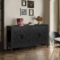 Credenza in Legno Anticata Nera/Marrone a 4 Ante con Ante Fantasia e Ripiano Regolabile