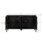 Credenza in Legno Anticata Nera/Marrone a 4 Ante con Ante Fantasia e Ripiano Regolabile