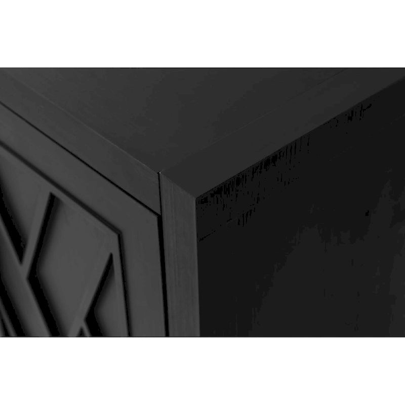 Credenza in Legno Anticata Nera/Marrone a 4 Ante con Ante Fantasia e Ripiano Regolabile
