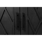 Credenza in Legno Anticata Nera/Marrone a 4 Ante con Ante Fantasia e Ripiano Regolabile