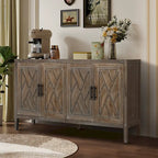 Credenza in Legno Anticata Nera/Marrone a 4 Ante con Ante Fantasia e Ripiano Regolabile