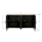 Credenza in Legno Anticata Nera/Marrone a 4 Ante con Ante Fantasia e Ripiano Regolabile