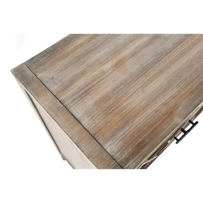 Credenza in Legno Anticata Nera/Marrone a 4 Ante con Ante Fantasia e Ripiano Regolabile