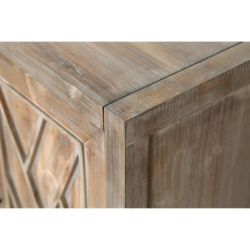 Credenza in Legno Anticata Nera/Marrone a 4 Ante con Ante Fantasia e Ripiano Regolabile