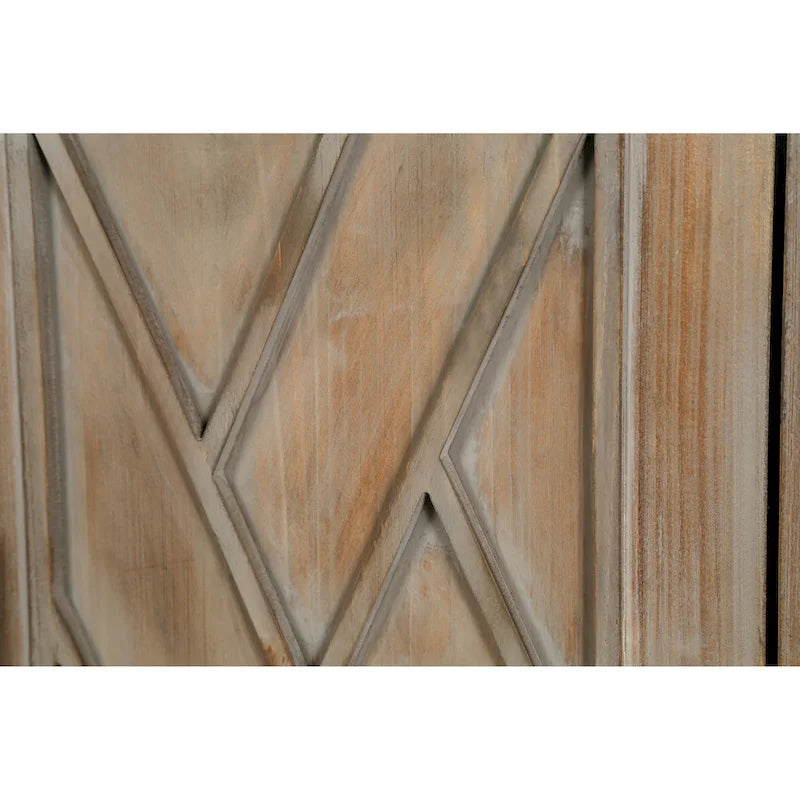 Credenza in Legno Anticata Nera/Marrone a 4 Ante con Ante Fantasia e Ripiano Regolabile
