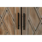 Credenza in Legno Anticata Nera/Marrone a 4 Ante con Ante Fantasia e Ripiano Regolabile