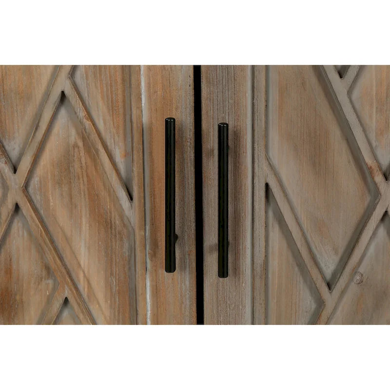 Credenza in Legno Anticata Nera/Marrone a 4 Ante con Ante Fantasia e Ripiano Regolabile
