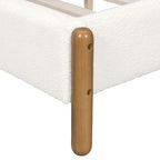 Struttura letto matrimoniale queen size imbottita bianca con gambe in legno (Singola)