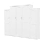 Letto a scomparsa matrimoniale a muro White Queen Size con 2 armadi e ripiano portaoggetti (Singolo)